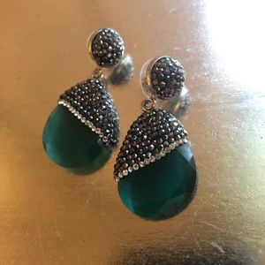 Emerald green Swarovski rhinestone earrings